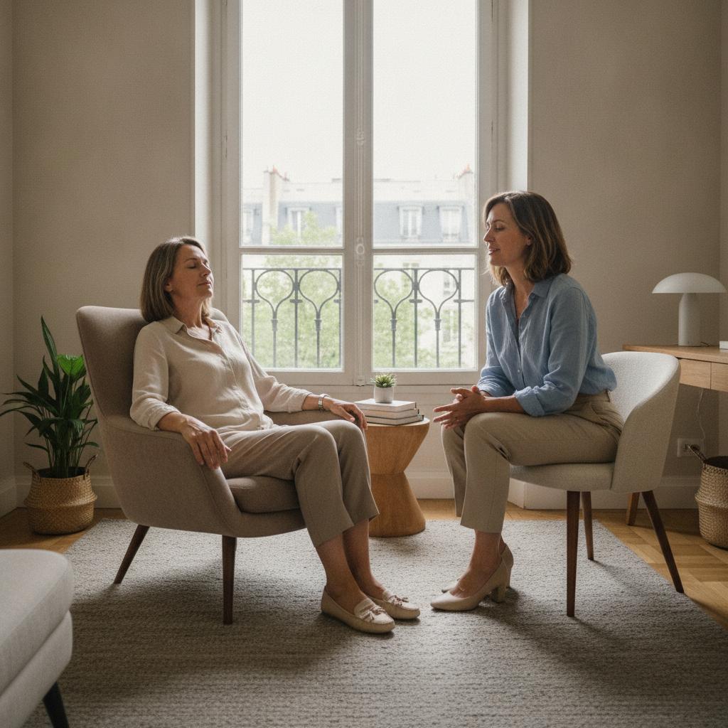 Séance d'hypnose pour arrêter de fumer dans un cabinet lumineux